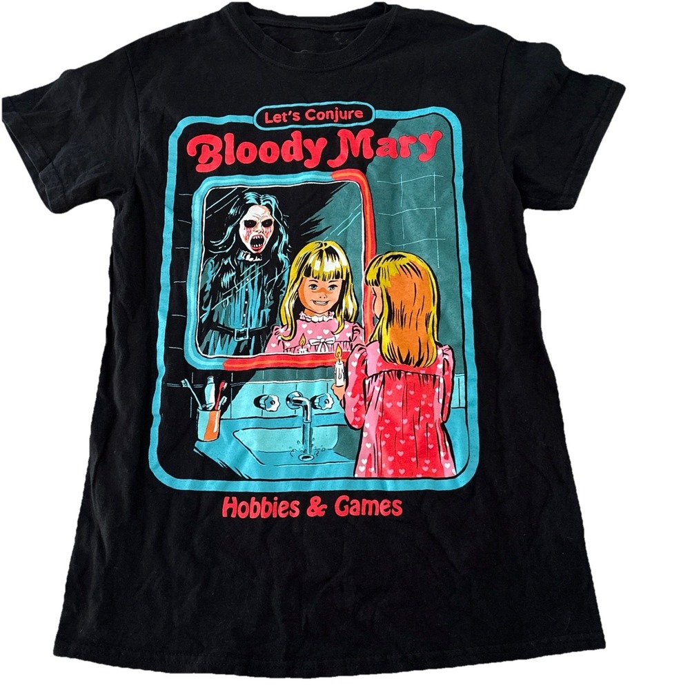 Bloody Mary Creepy Co. Shirt size Small Black Spooky Short Sleeve Graphic Tee